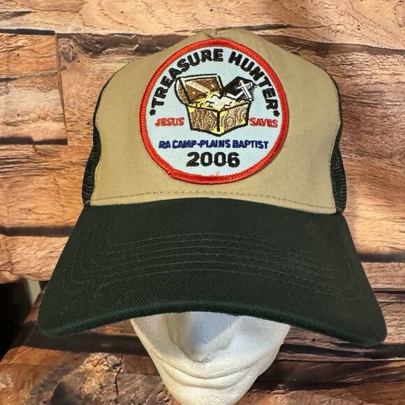 Vtg 2006 RA Camp Plains Baptist Treasure Hunter Jesus Saves SnapBack Hat Cap - Picture 1 of 7